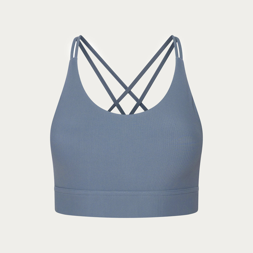 Namaste Ribbed Medium Support Bra - Graphite