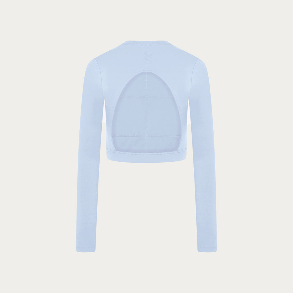 Karma Long Sleeve Crop Top - Cashmere Blue