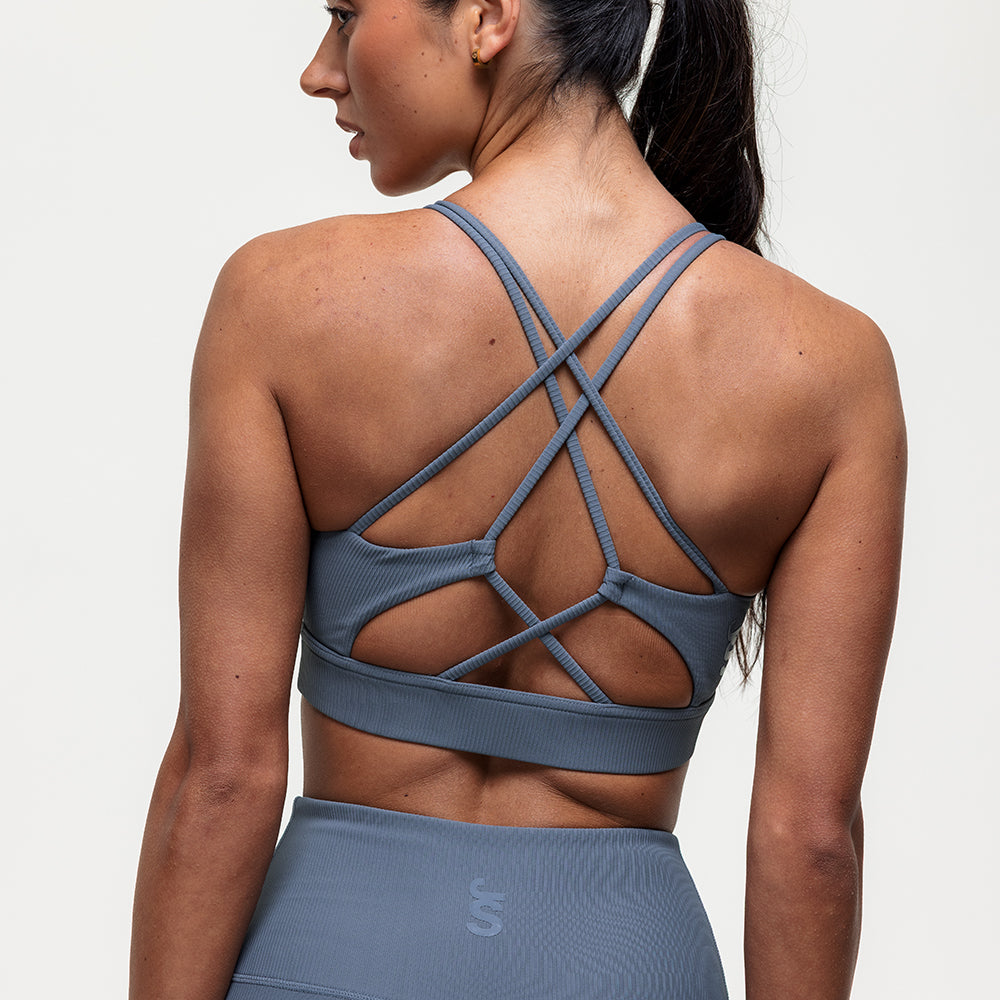 Namaste Ribbed Medium Support Bra - Graphite