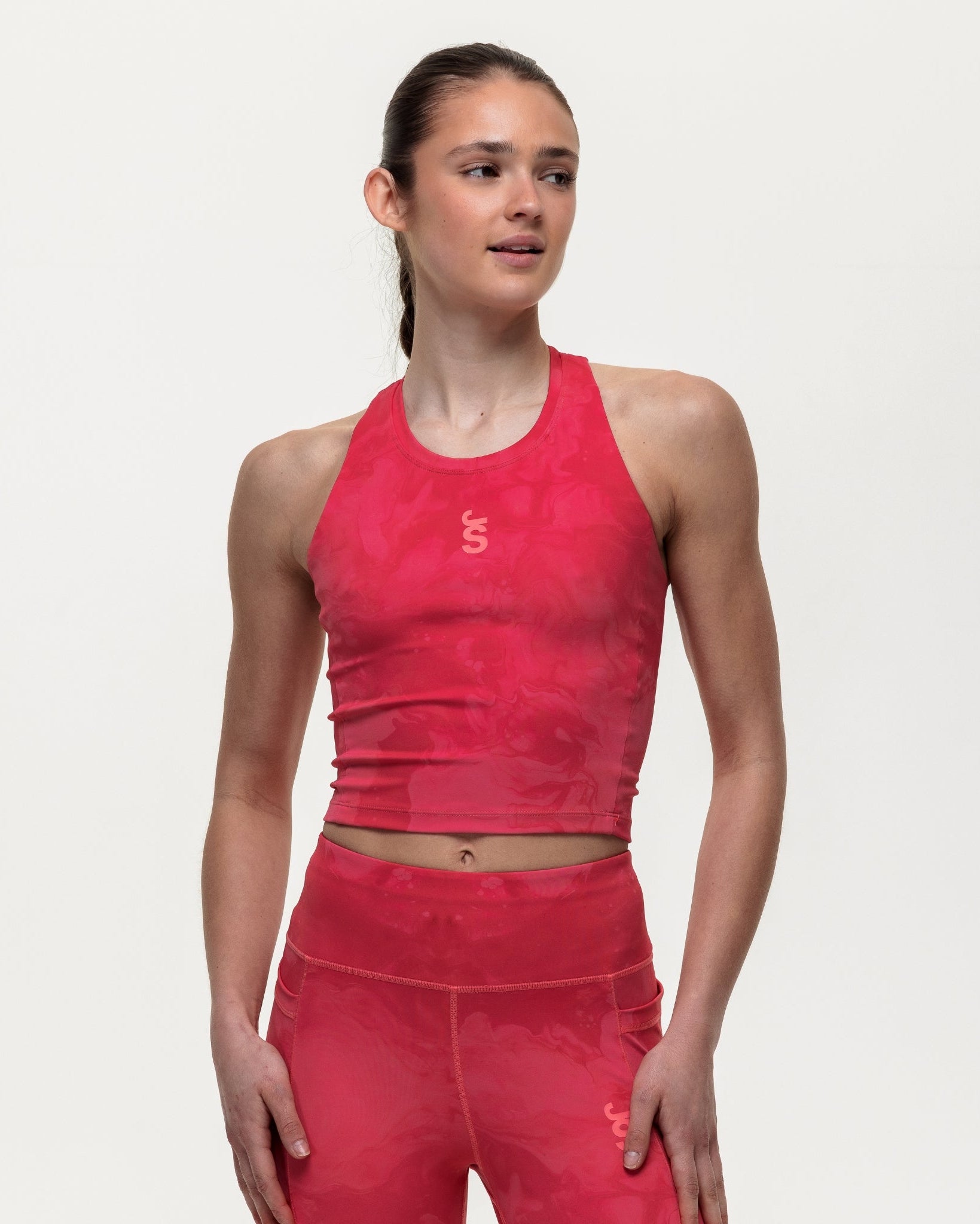 Training Crop Tank - Coral Marble