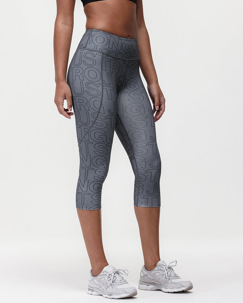 Printed Motion Capri Mid Rise Leggings - Slate/Black