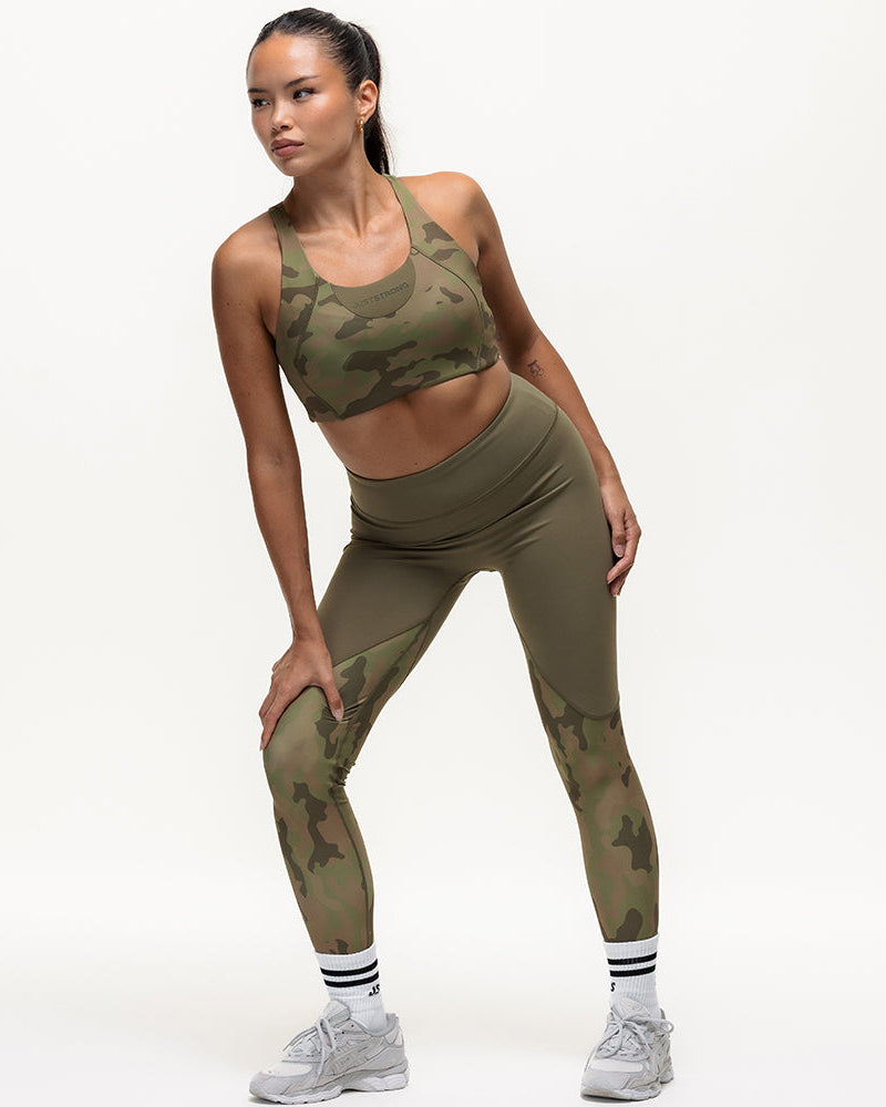 Vertex Camo High Rise Leggings - Military Green