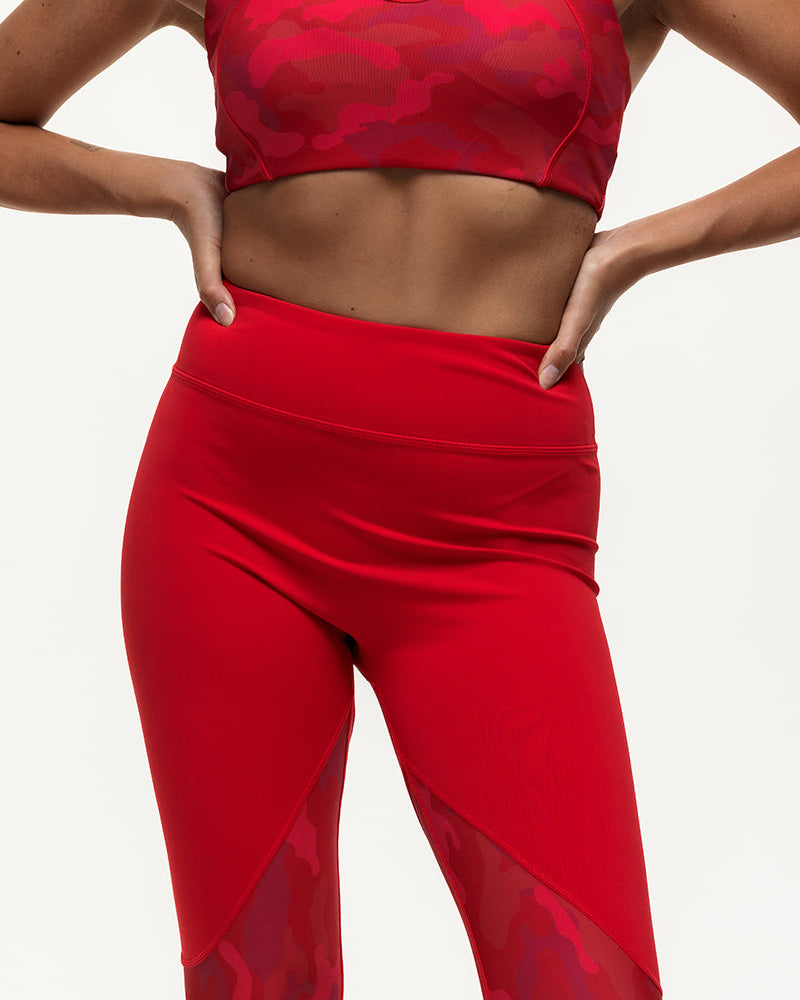Vertex Camo High Rise Leggings - Ruby Red
