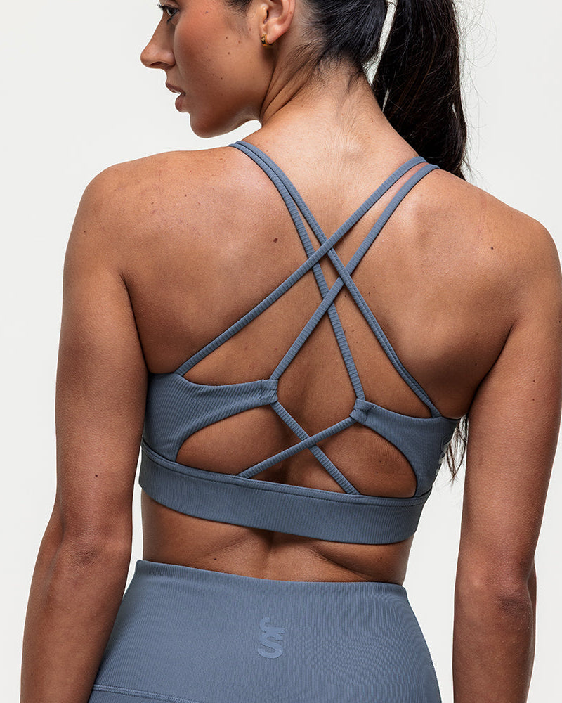 Namaste Ribbed Medium Support Bra - Graphite