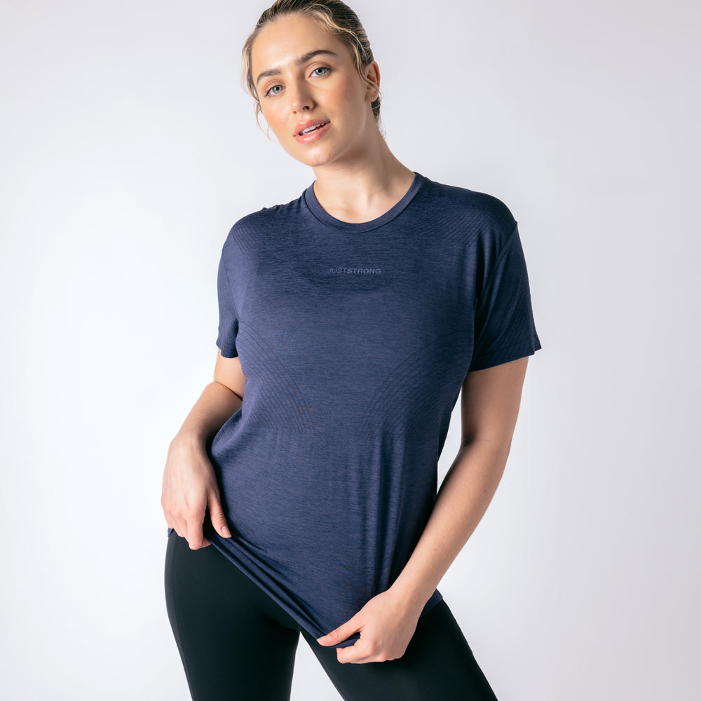 Laser Seamless Workout Tee - True Navy