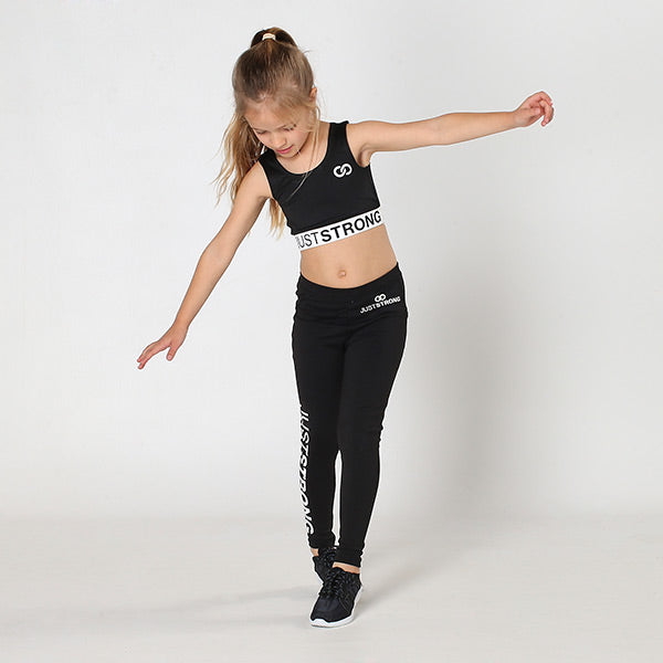 Jet Black Just Strong Kids Leggings