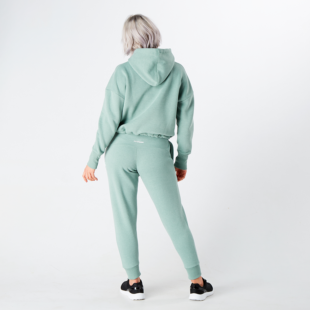 Moss Green Marl Relax Cropped Hoodie